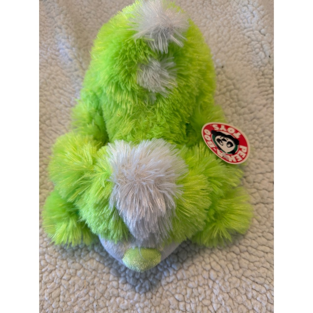 Peek-A-Boo Toys Neon Lime Green White Shaggy Plush Puppy Dog Stuffed Animal